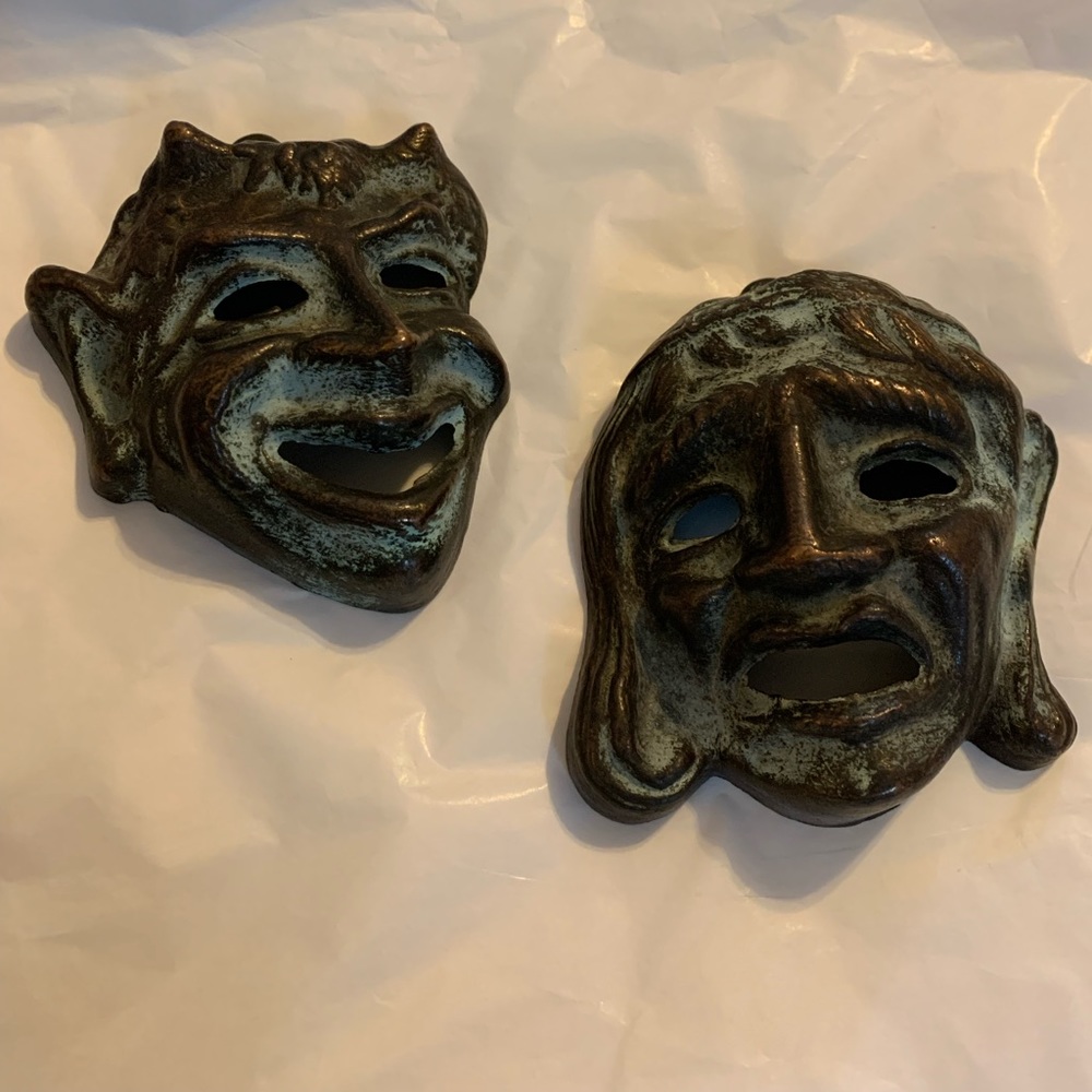 VINTAGE MASKS COMEDY AND TRAGEDY DEVIL HALLOWEEN GREEK